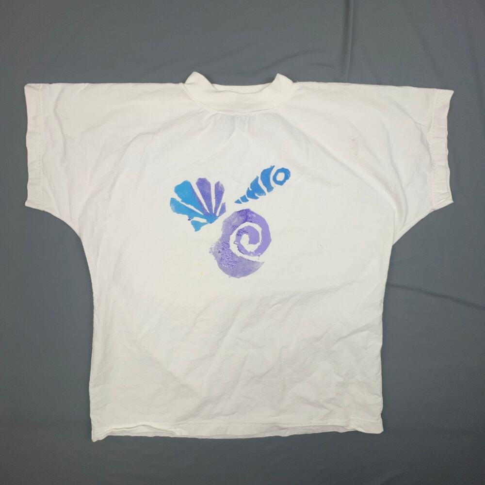 Vintage Seashell Graphic Tee | SK Sport | Made in USA | 90s Coastal Vibes M